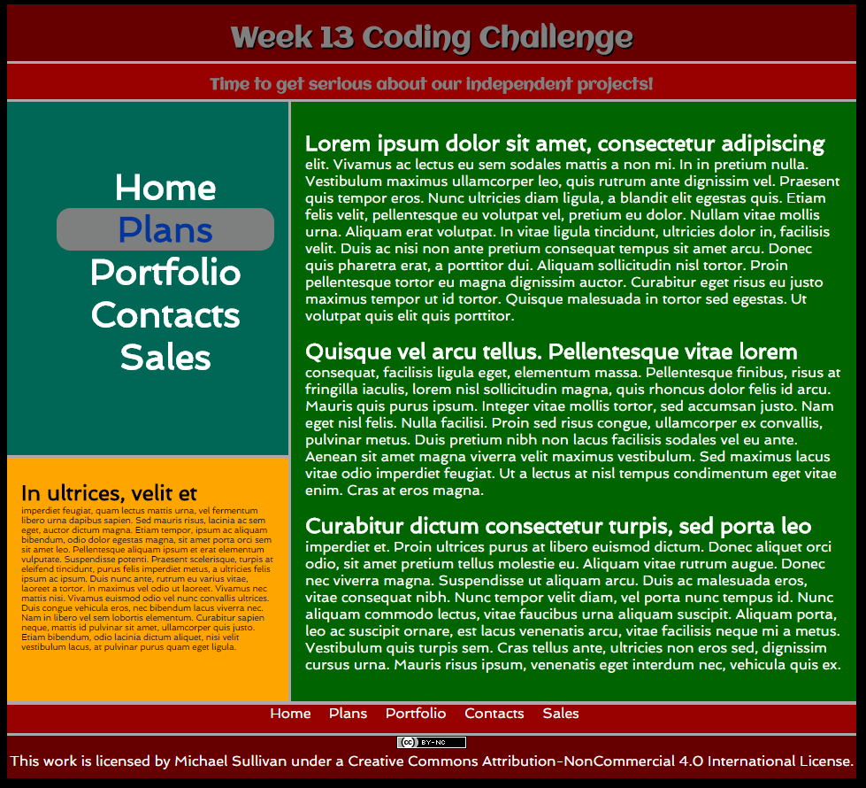 week fifteen content